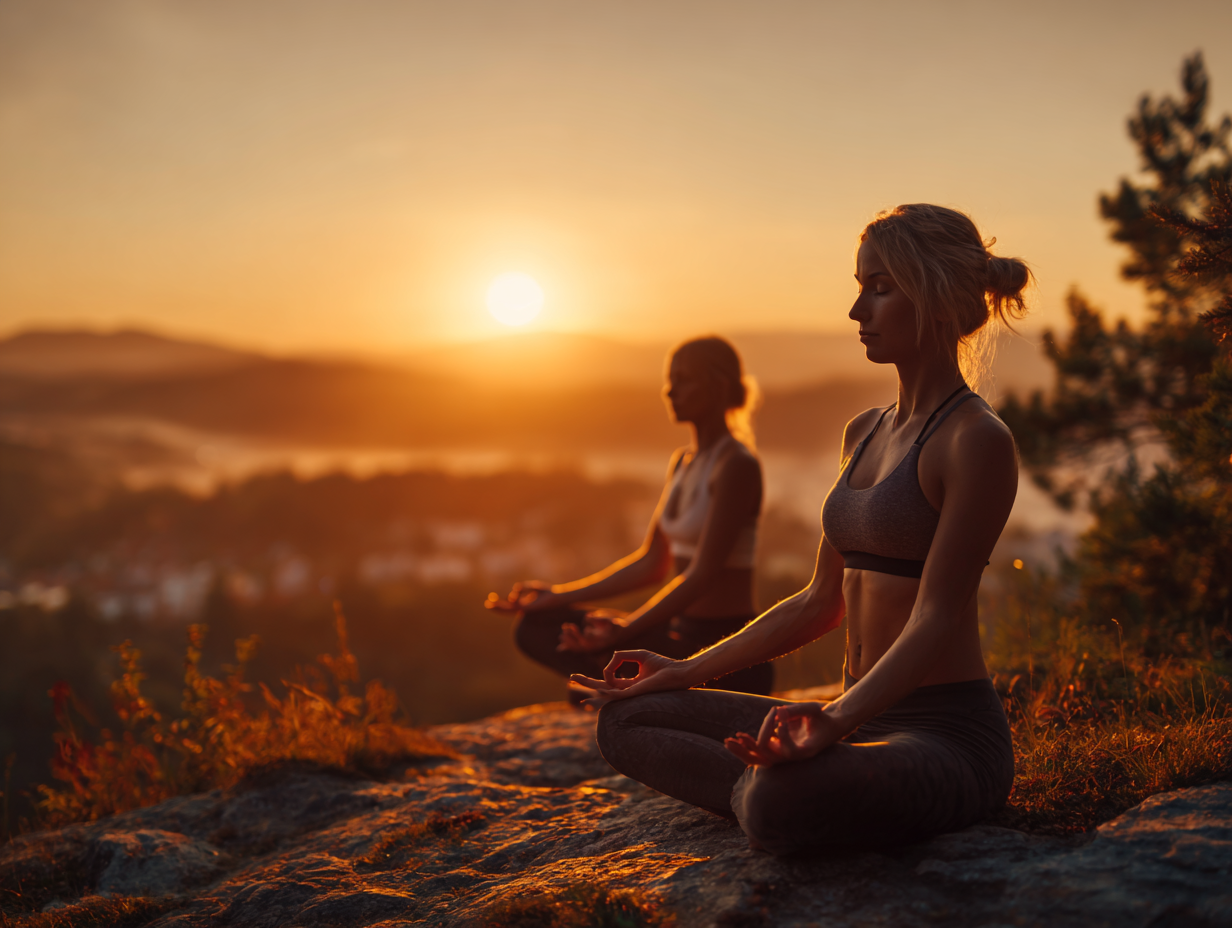 Група людей різного віку практикує йогу